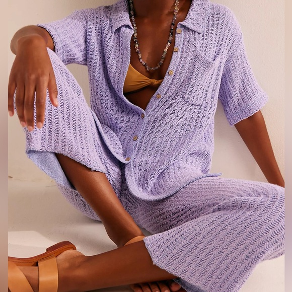 Free People Beach Veronica Sweater pants in lavender field combo size medium - Picture 4 of 6